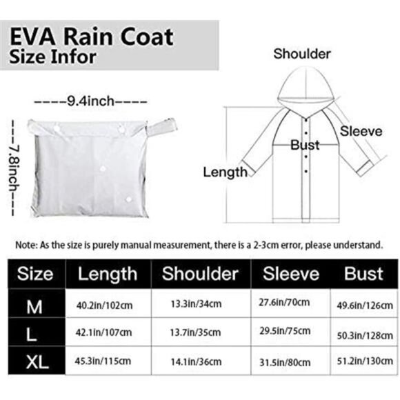 Waterproof Rain Poncho – Reusable Long Clear Raincoat for Women - Picture 7 of 7